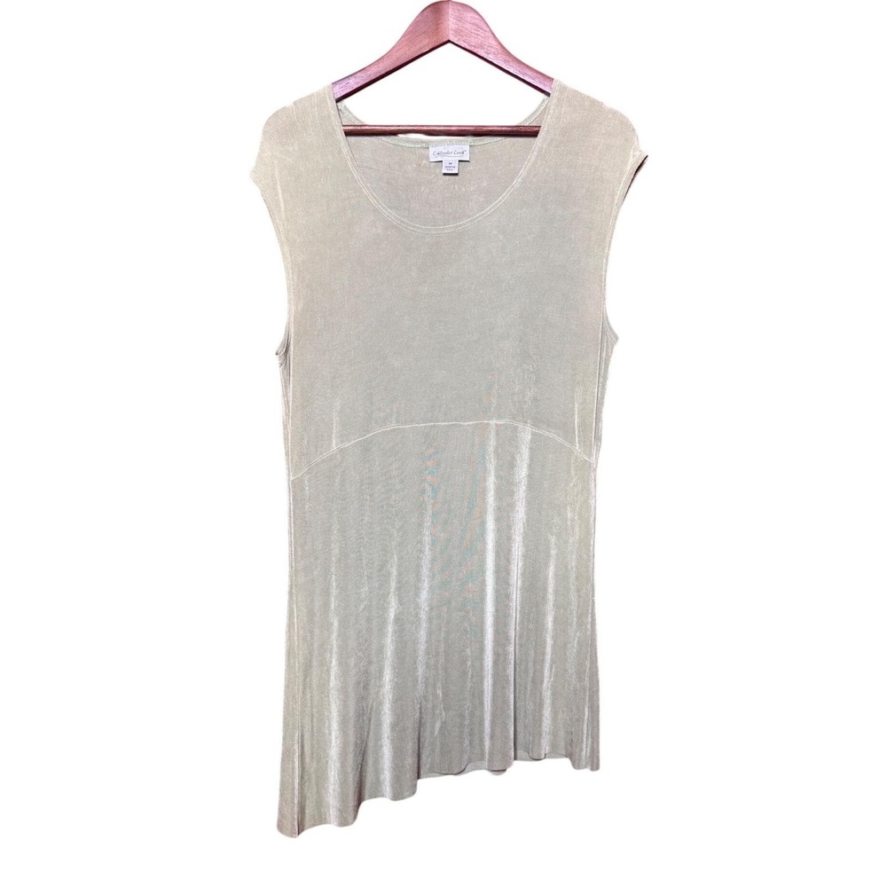 Vintage Coldwater‎ Creek Women Medium Shimmer Asymmetrical Pullover Green Dress